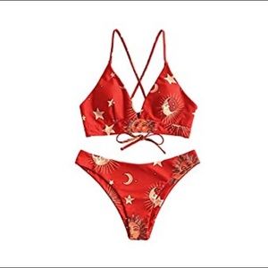 Lace up back bikini